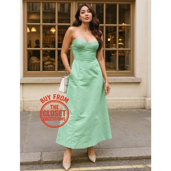 Mango Dresses & Skirts - MANGO Corset-Style Strapless Midi Dress 💚✨ NWT